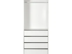 Armoire avec 4 tiroirs et 1 penderie "Opéra" - 80 x 45 x 180 cm - Blanc