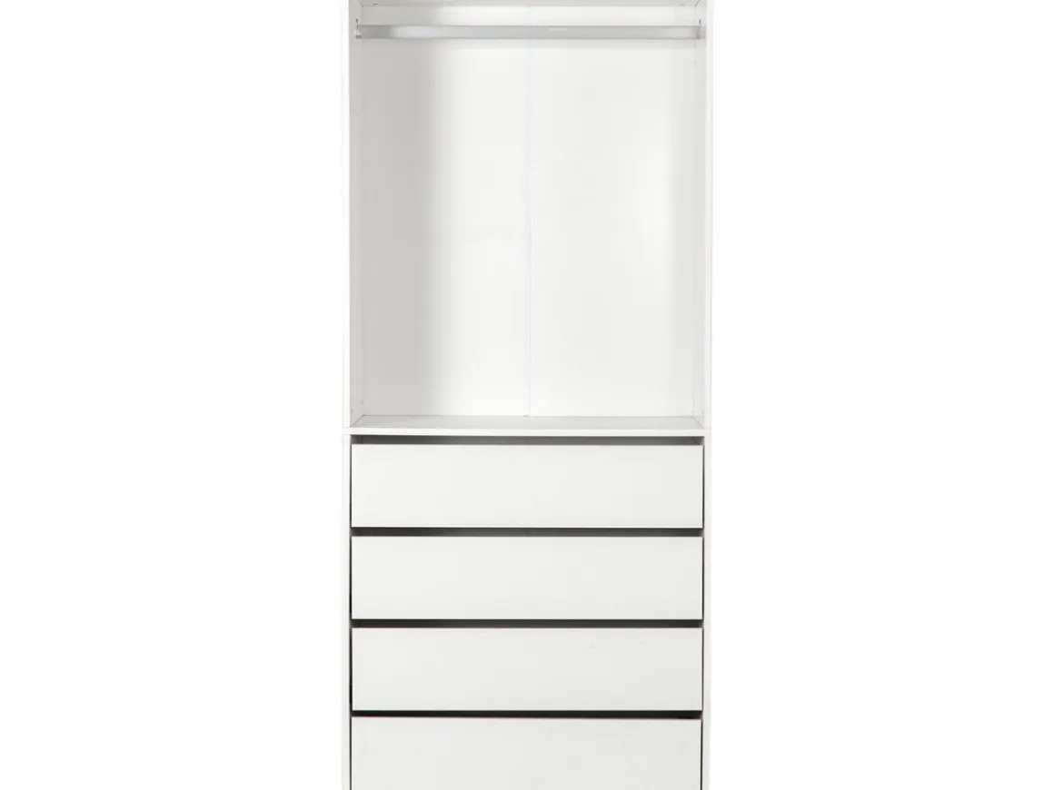 Armoire avec 4 tiroirs et 1 penderie "Opéra" - 80 x 45 x 180 cm - Blanc
