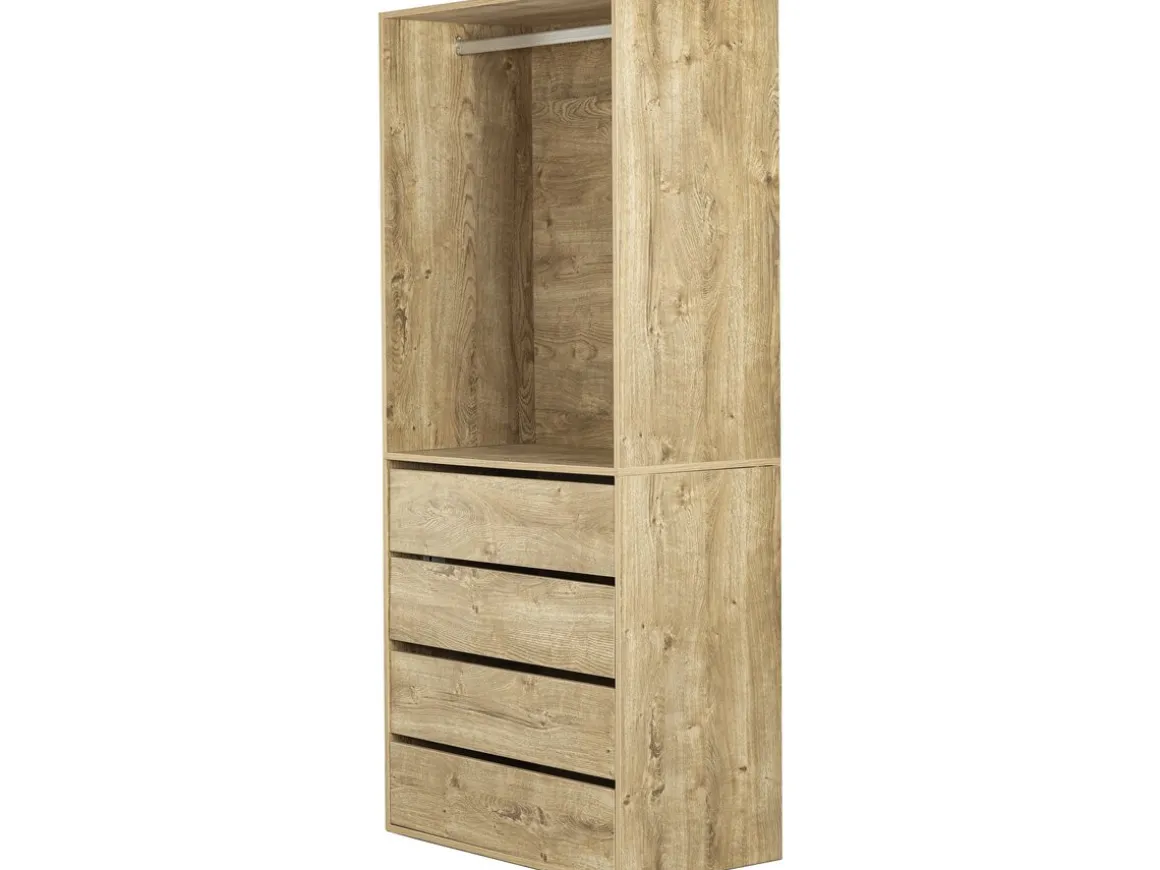 Armoire avec 4 tiroirs et 1 penderie "Opéra" - 80 x 45 x 180 cm - Beige