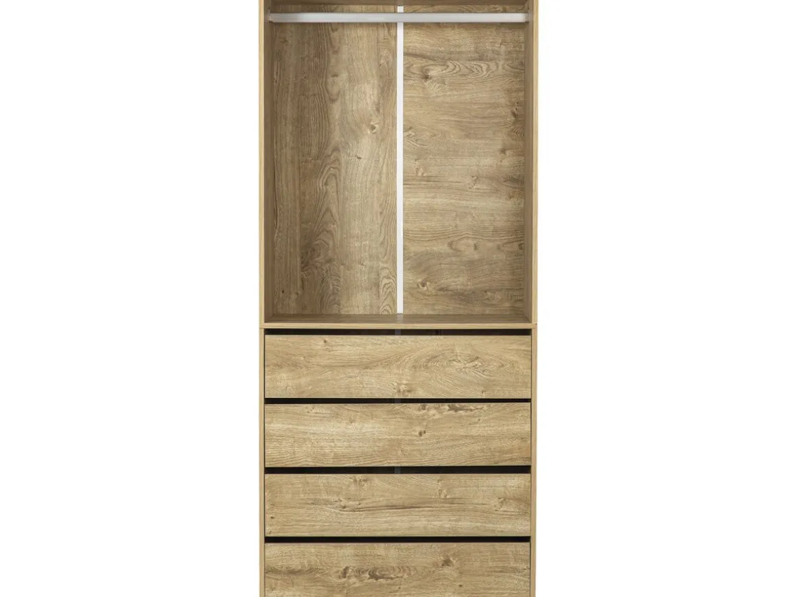 Armoire avec 4 tiroirs et 1 penderie "Opéra" - 80 x 45 x 180 cm - Beige