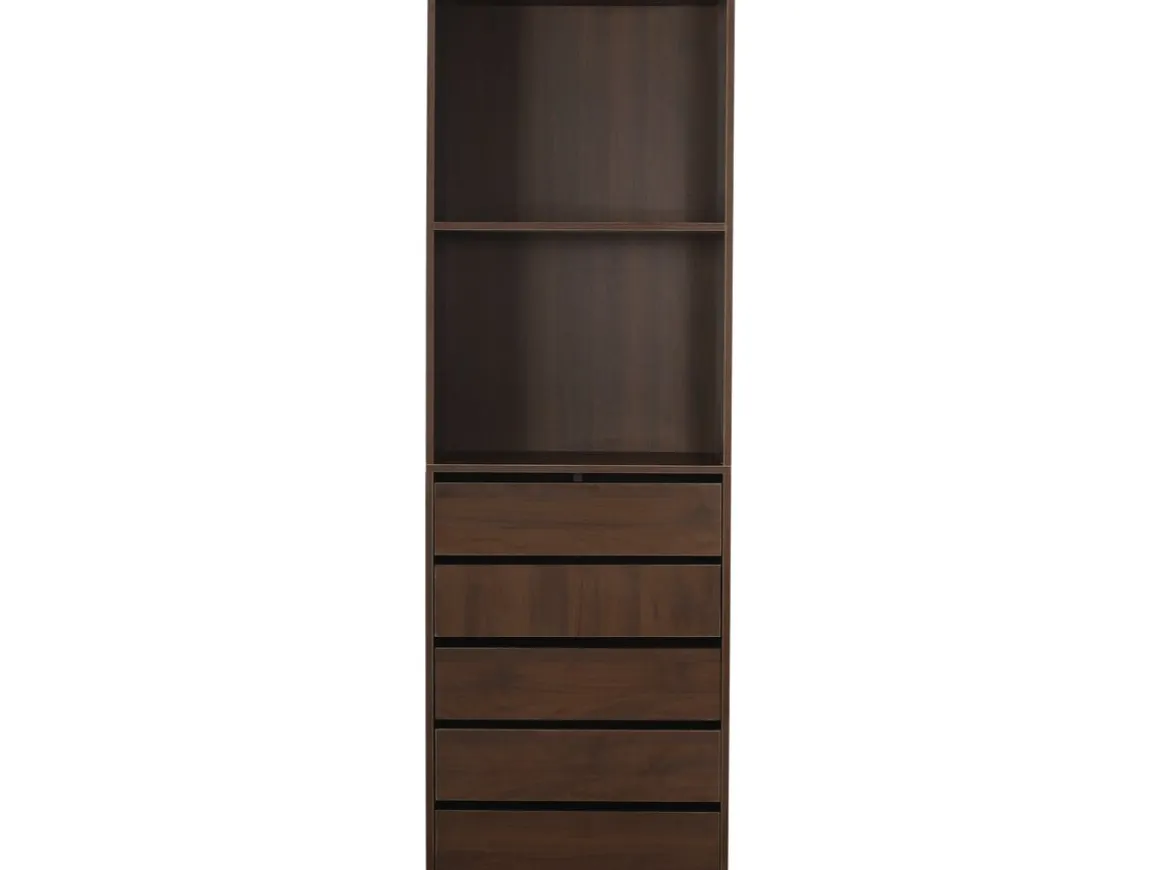 Armoire avec 5 tiroirs et 2 étagères "Opéra" - 60 x 45 x 180 cm - Marron