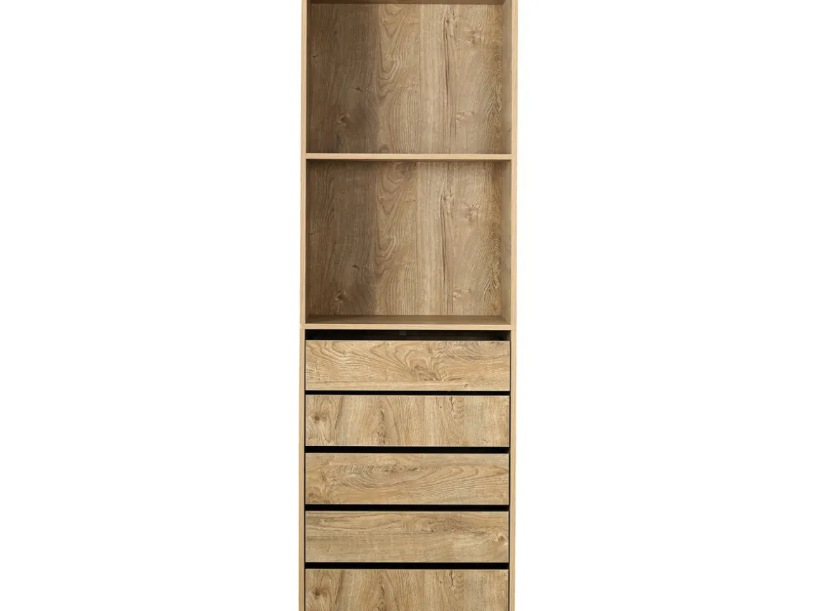 Armoire avec 5 tiroirs et 2 étagères "Opéra" - 60 x 45 x 180 cm - Beige