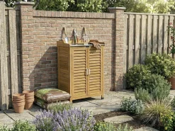 Armoire de jardin en bois avec roulettes "Alexia" - 66 x 41 x 101 cm - Marron