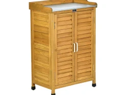Armoire de jardin en bois avec roulettes 