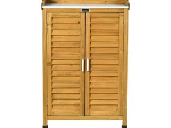 Armoire de jardin en bois avec roulettes 