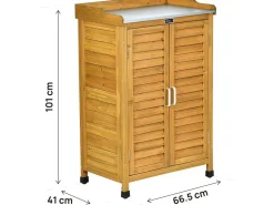 Armoire de jardin en bois avec roulettes 