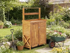Armoire de jardin en bois avec poubelle intégrée 