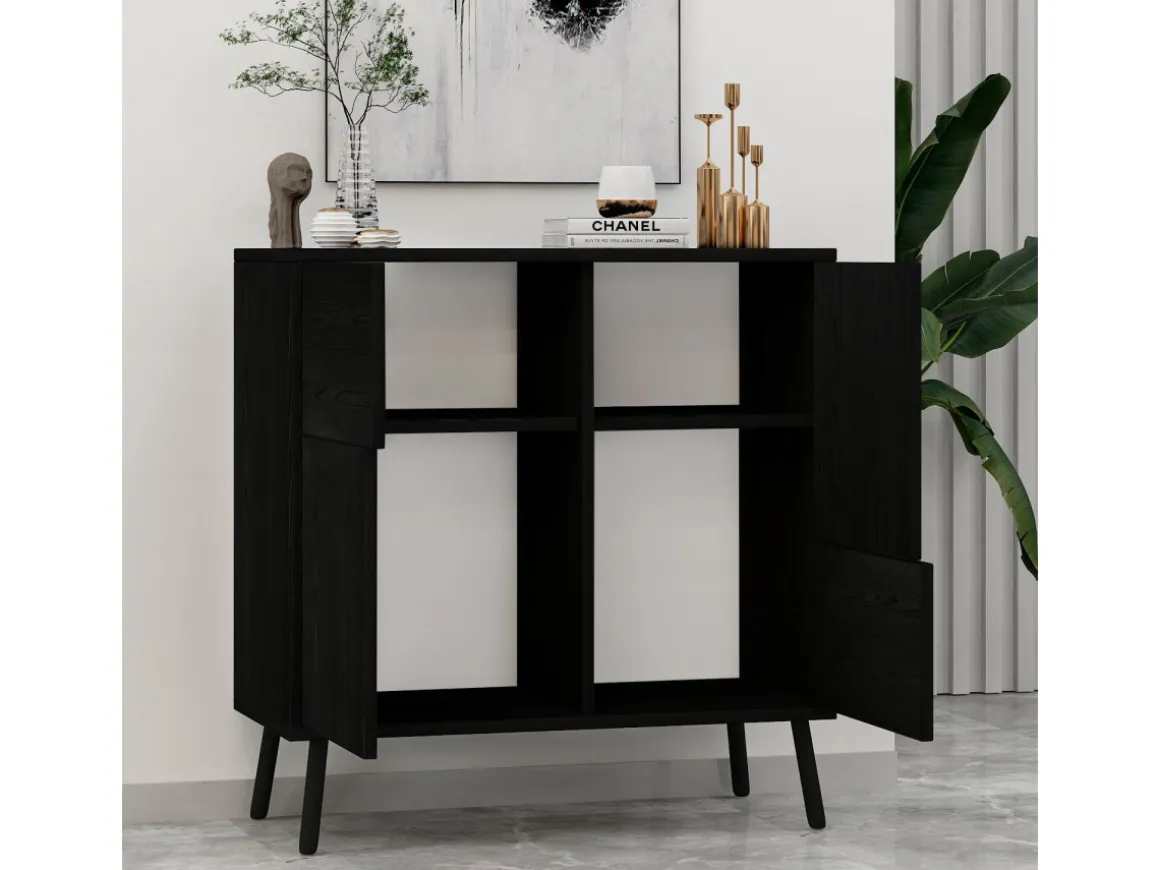 Armoire multifonction en bois "Darien" - 76.5 x 35 x 79.5 cm - Bois Noir
