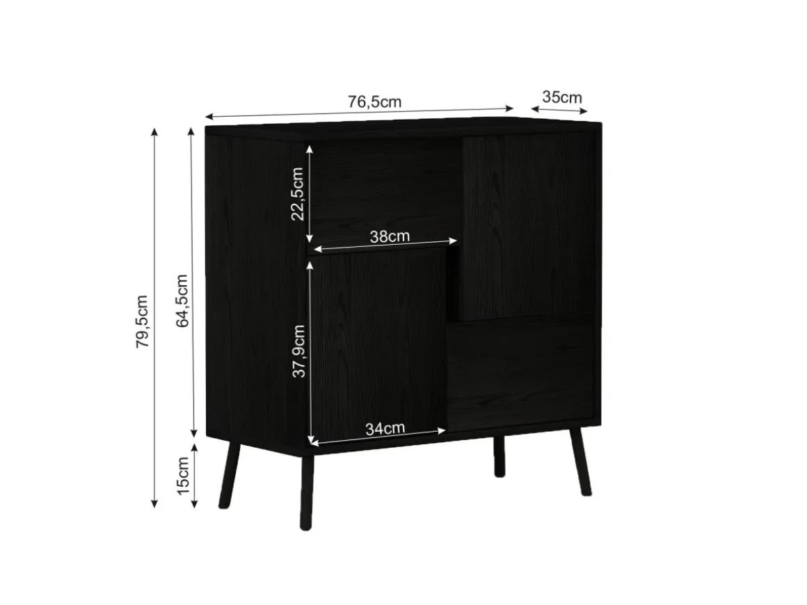 Armoire multifonction en bois "Darien" - 76.5 x 35 x 79.5 cm - Bois Noir