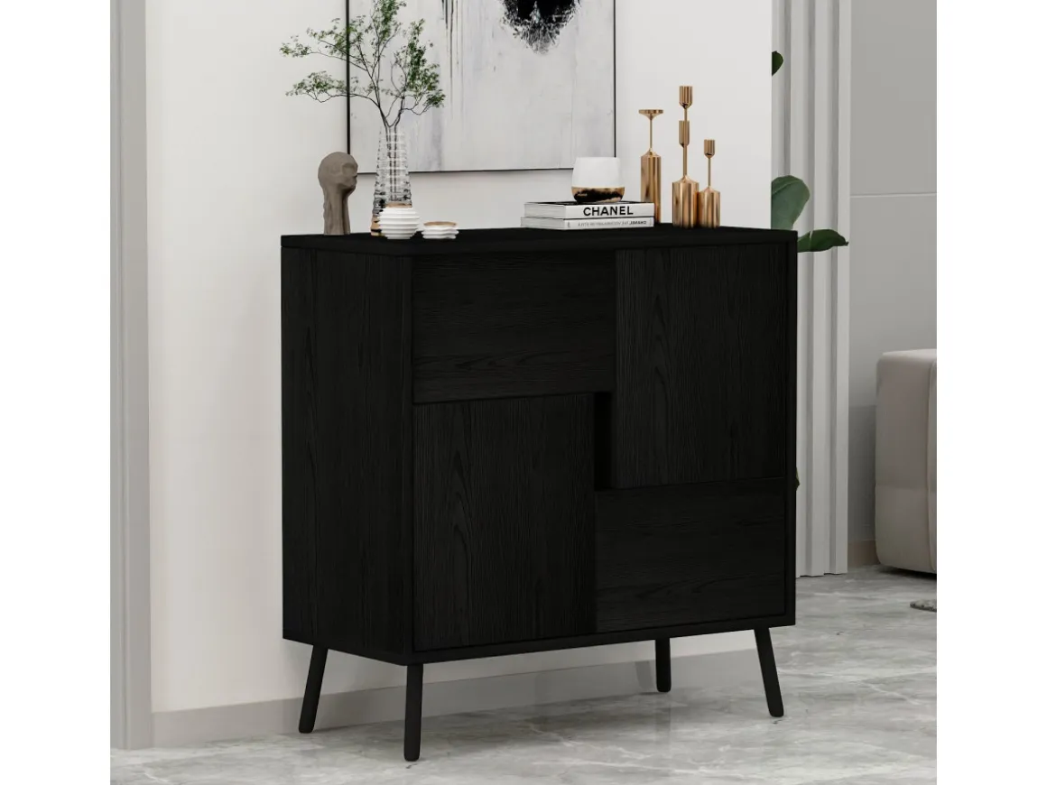 Armoire multifonction en bois "Darien" - 76.5 x 35 x 79.5 cm - Bois Noir