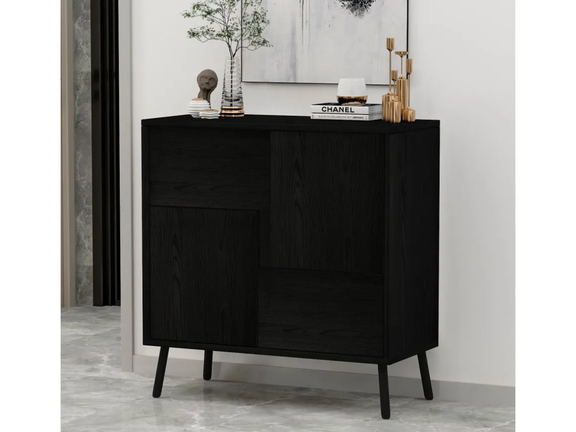 Armoire multifonction en bois "Darien" - 76.5 x 35 x 79.5 cm - Bois Noir
