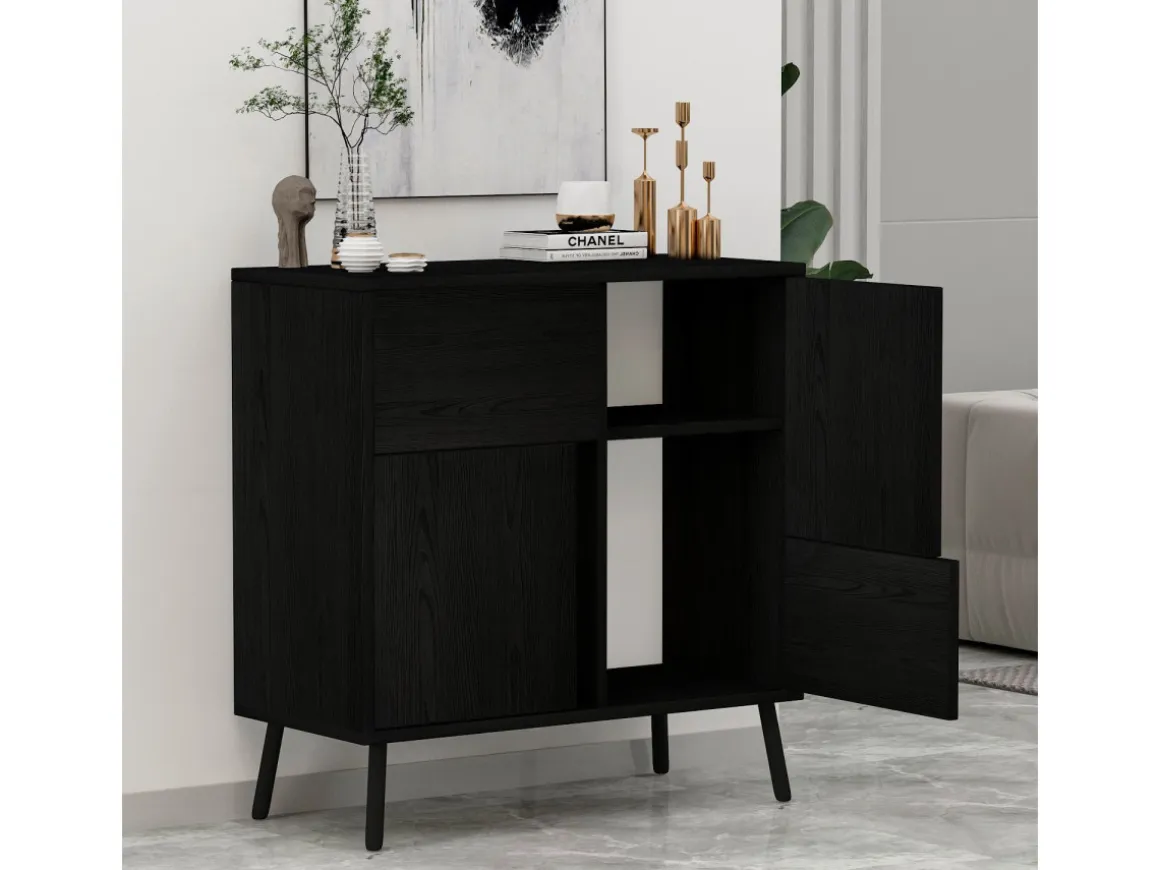 Armoire multifonction en bois "Darien" - 76.5 x 35 x 79.5 cm - Bois Noir