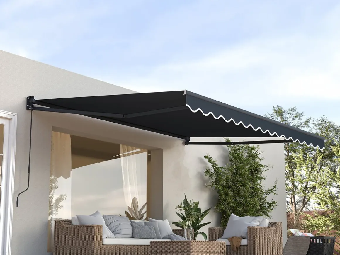 Auvent store banne rétractable en aluminium 2,5 x 3 m "Ombra 3" - Gris anthracite