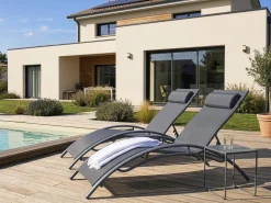Bain de soleil en aluminium "Beauty" - Phoenix - Gris foncé / Argenté - Lot de 2