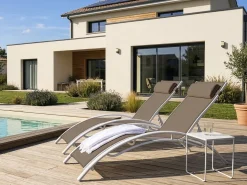 Bain de soleil en aluminium "Beauty" - Phoenix - Taupe - Lot de 2