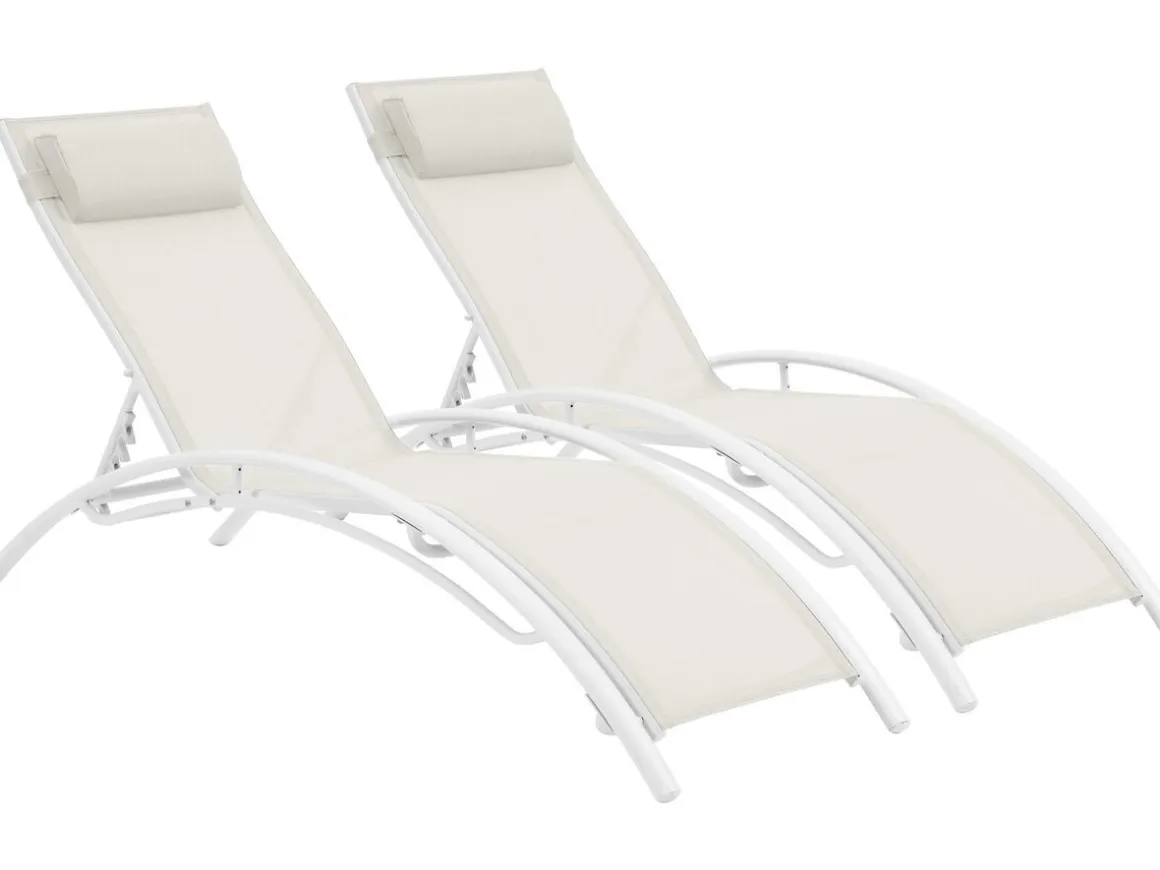 Bain de soleil en aluminium "Beauty" - Phoenix - Ecru - Lot de 2