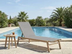 Bain de soleil en aluminium imitation bois