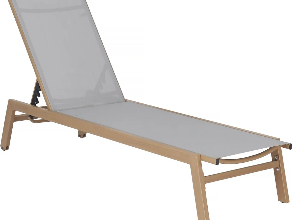 Bain de soleil en aluminium imitation bois "Elysia" - Gris clair