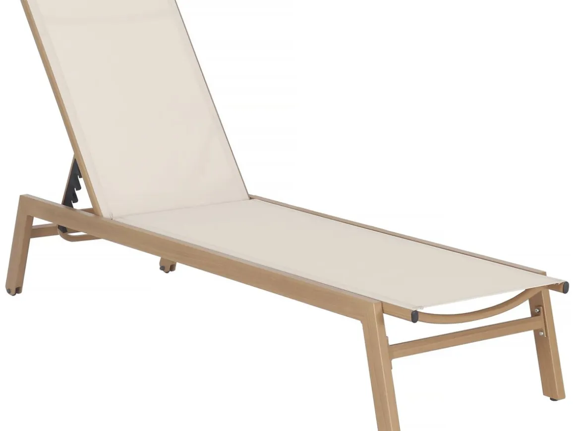Bain de soleil en aluminium imitation bois "Elysia" - Ecru