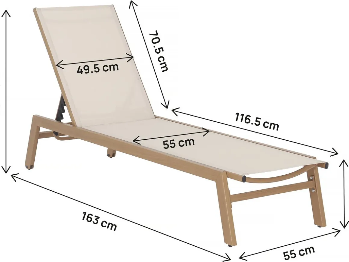 Bain de soleil en aluminium imitation bois "Elysia" - Ecru