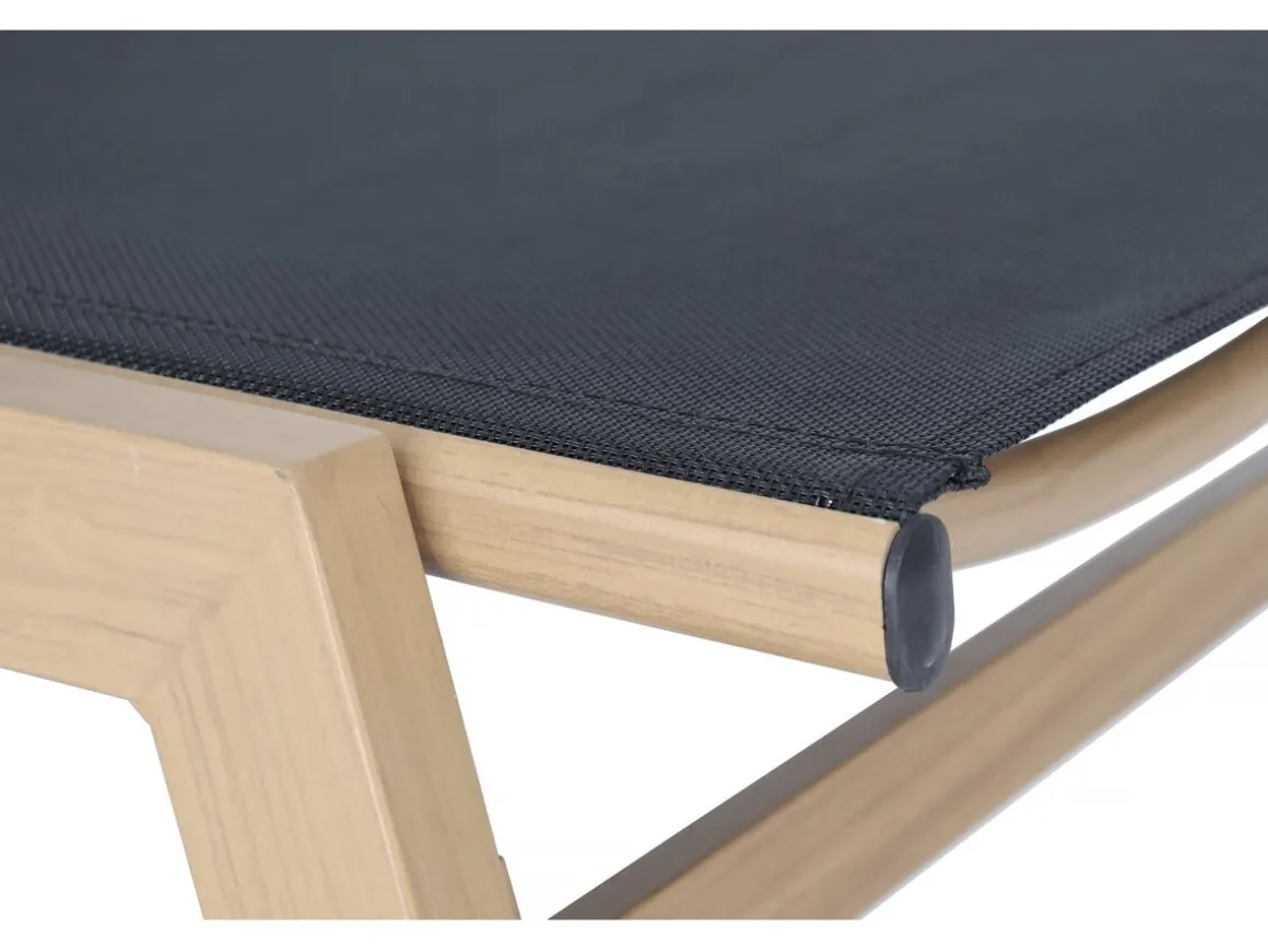 Bain de soleil en aluminium imitation bois "Elysia" - Noir