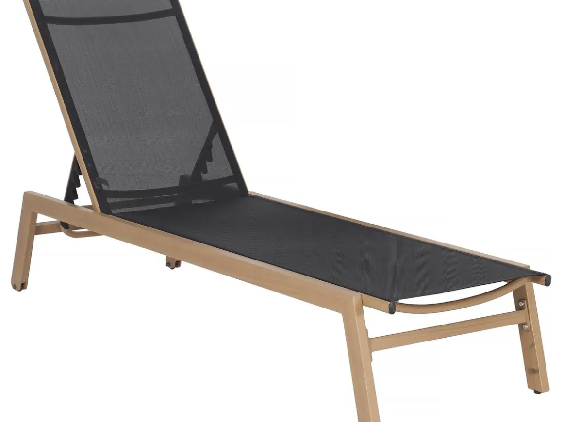 Bain de soleil en aluminium imitation bois "Elysia" - Noir