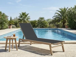 Bain de soleil en aluminium imitation bois