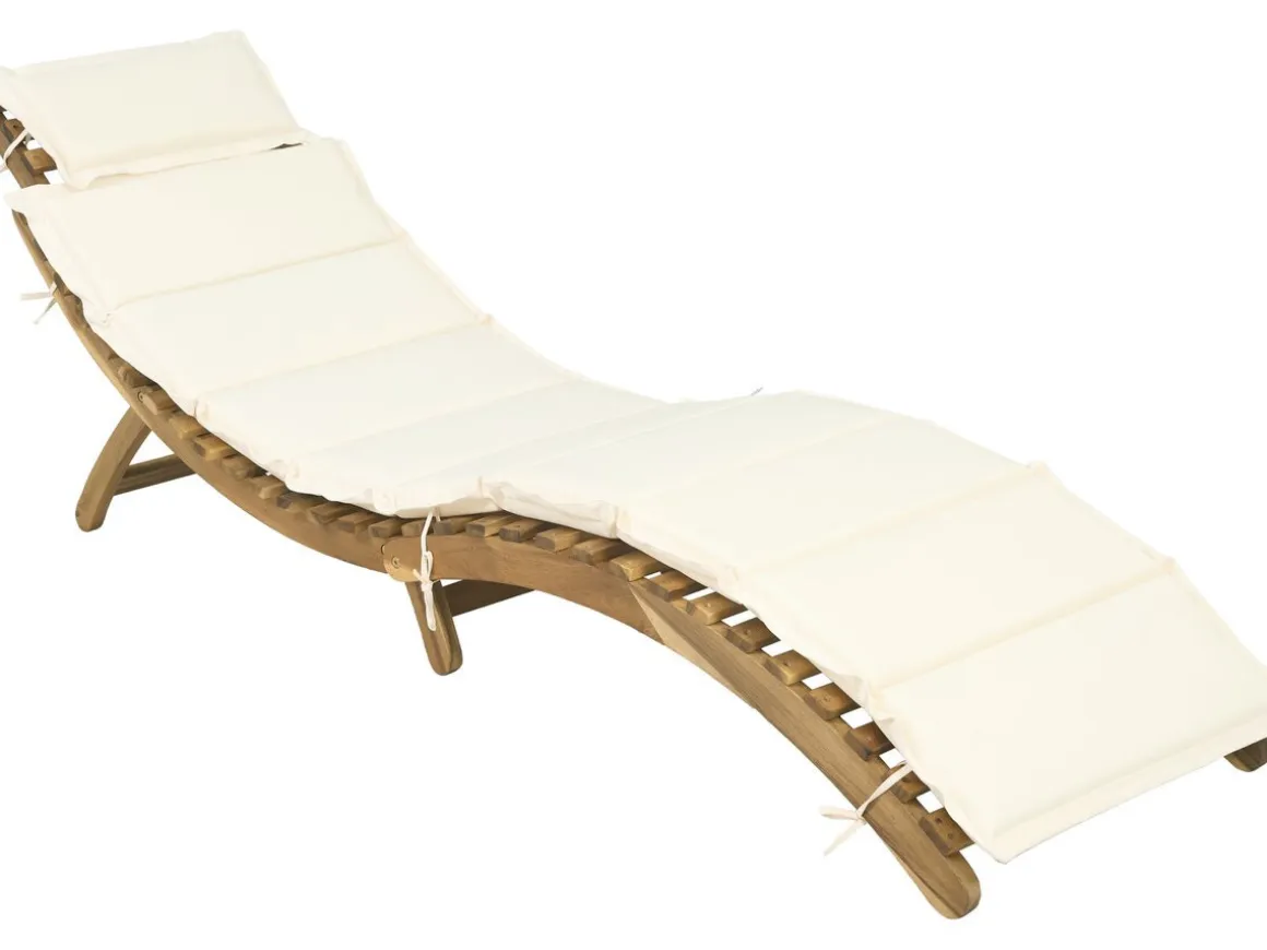 Bain de soleil en bois avec coussins inclus "Jakarta" - Beige