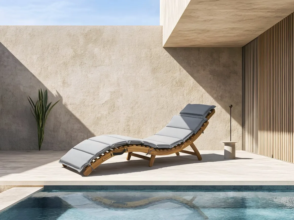 Bain de soleil en bois avec coussins inclus "Jakarta" - Gris
