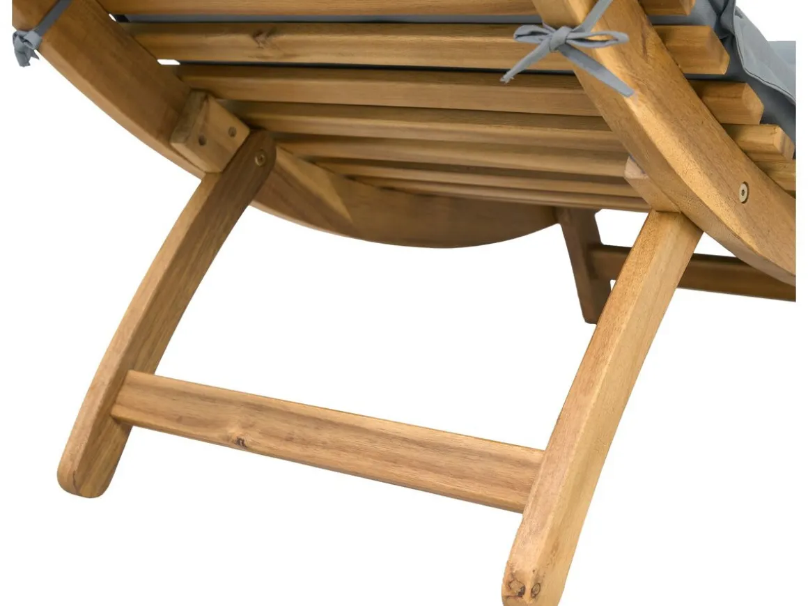 Bain de soleil en bois avec coussins inclus "Jakarta" - Gris