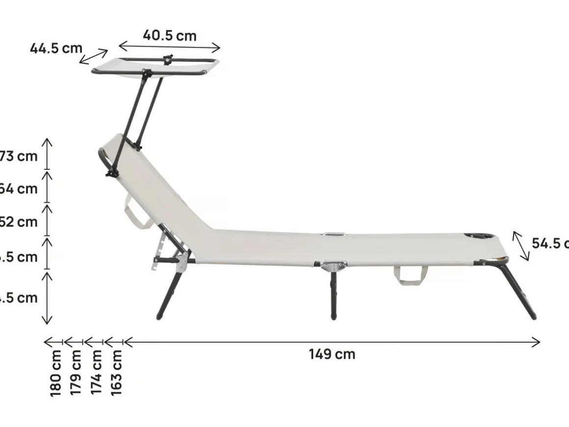 Bain de soleil pliable "Lazy" - Avec pare soleil - Beige