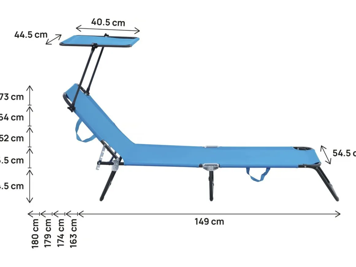 Bain de soleil pliable "Lazy" - Avec pare soleil - Bleu