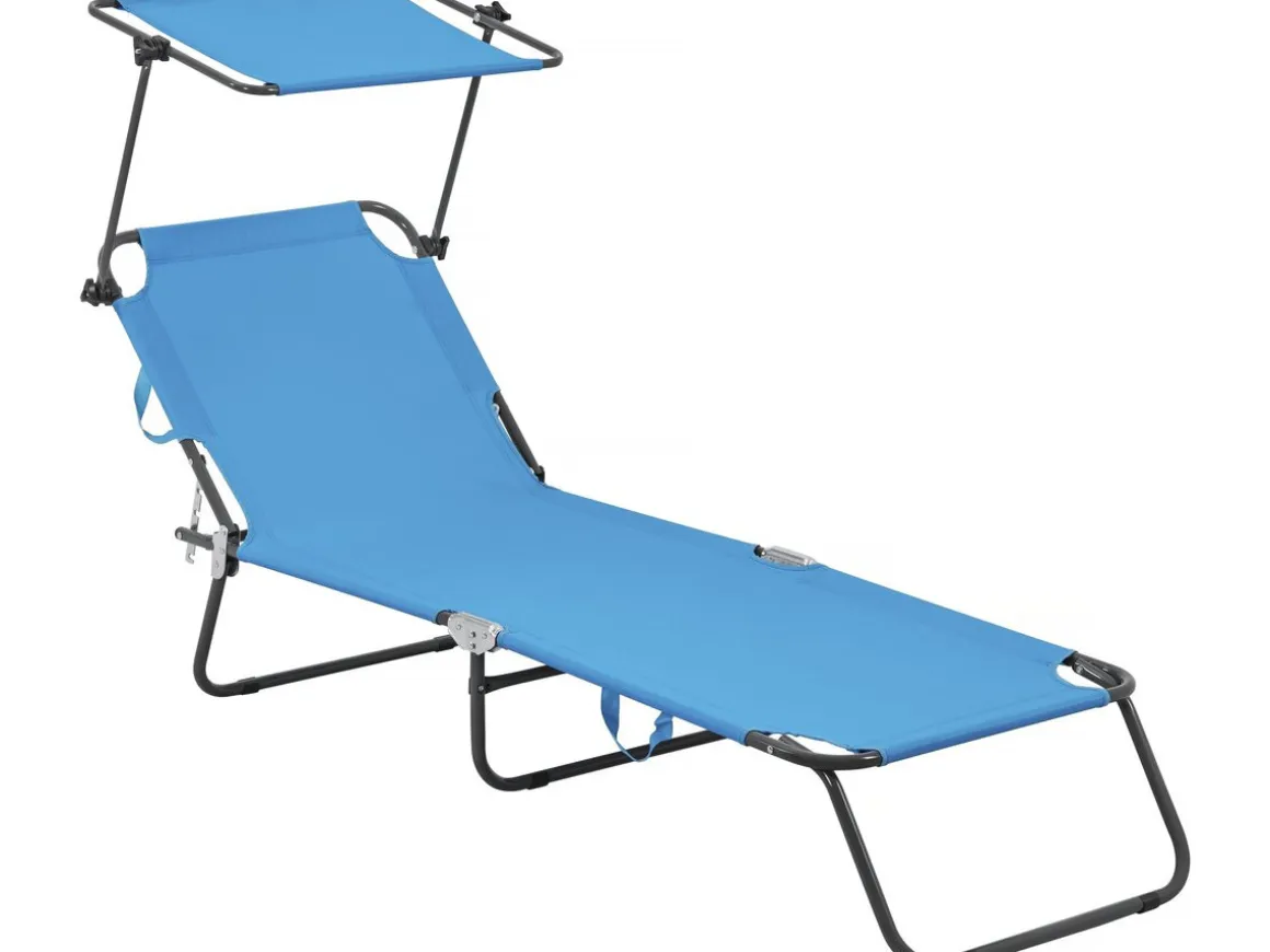 Bain de soleil pliable "Lazy" - Avec pare soleil - Bleu