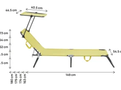 Bain de soleil pliable "Lazy" - Avec pare soleil - Jaune