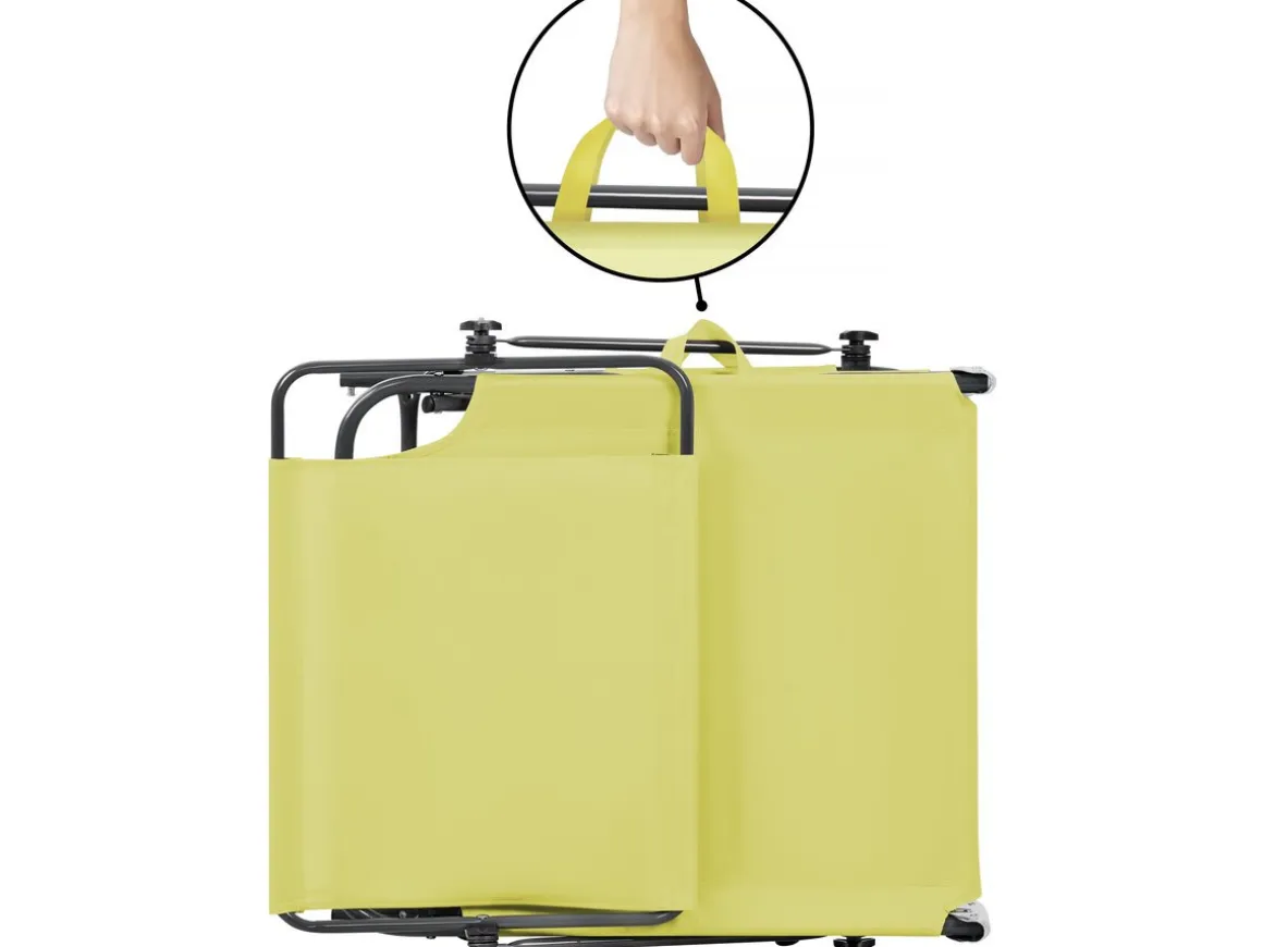 Bain de soleil pliable "Lazy" - Avec pare soleil - Jaune