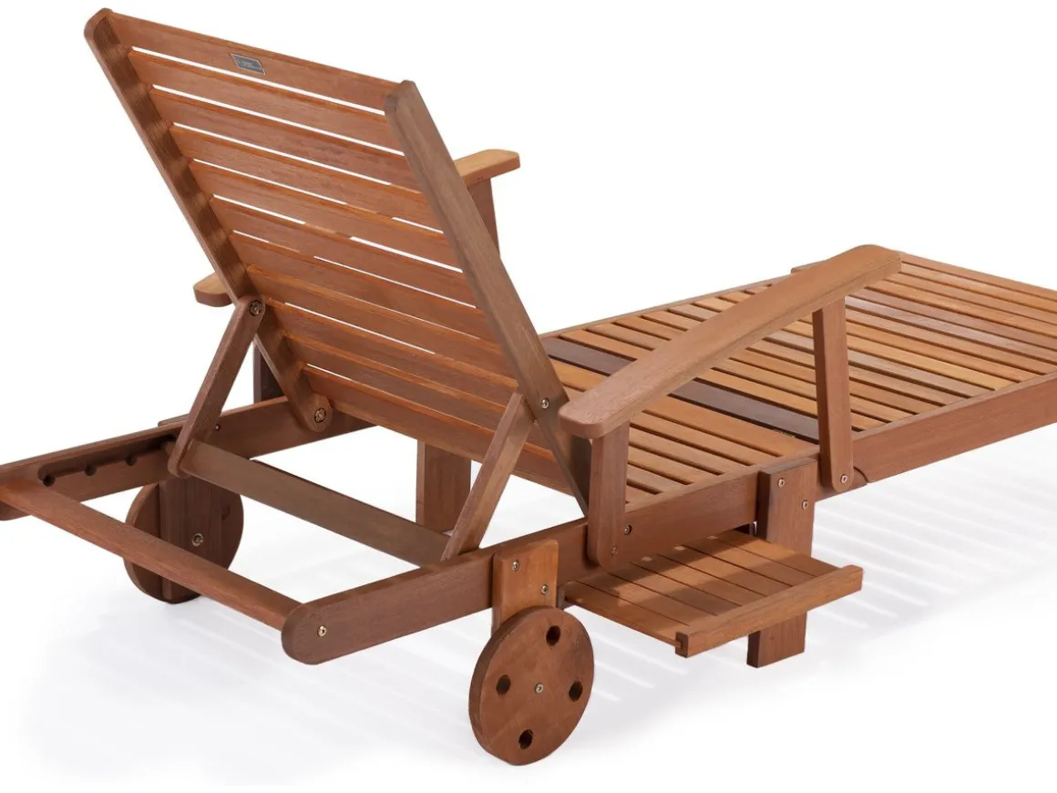 Bain de soleil pliant en bois exotique "Tokyo" - Maple - Marron clair - Lot de 4