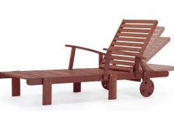 Bain de soleil pliant en bois exotique "Tokyo" - Mohogany - Marron acajou - Lot de 4