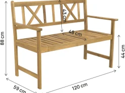 Banc de jardin en bois 120 cm "Surabaya" - 2 places - Marron