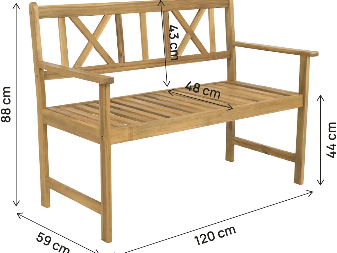Banc de jardin en bois 120 cm "Surabaya" - 2 places - Marron