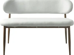 Banc de salle à manger en tissu - 110 cm - "Sélène" - 3 places - Gris clair et marron