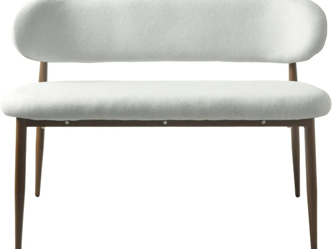 Banc de salle à manger en tissu - 110 cm - "Sélène" - 3 places - Gris clair et marron