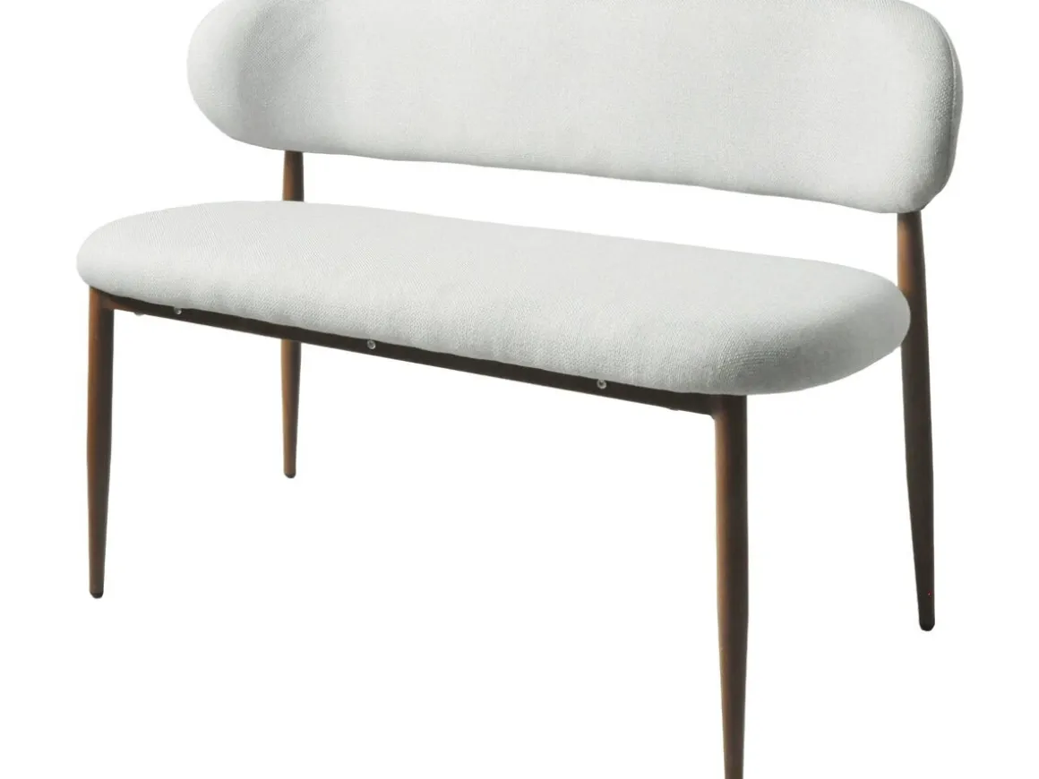 Banc de salle à manger en tissu - 110 cm - "Sélène" - 3 places - Gris clair et marron