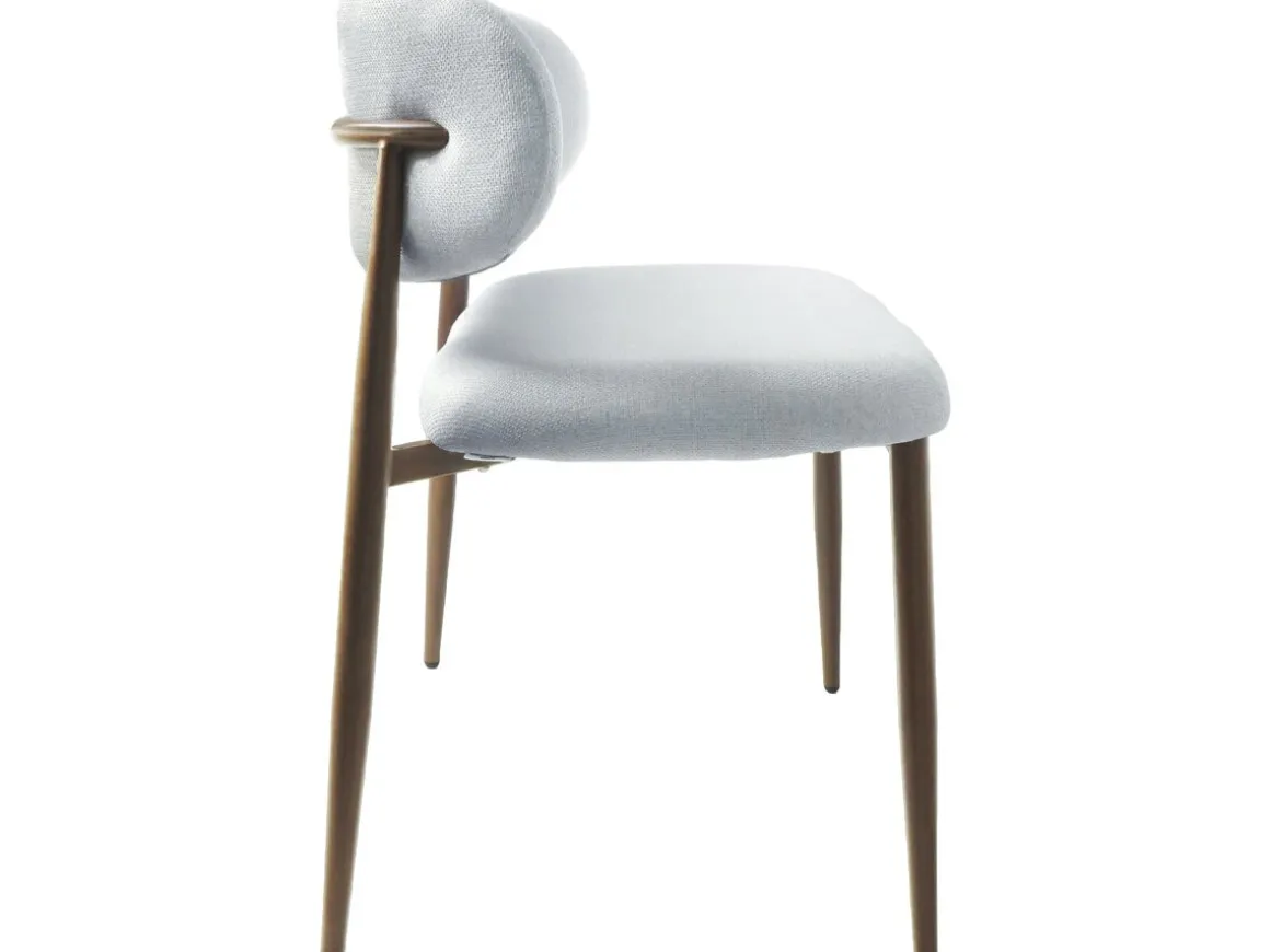 Banc de salle à manger en tissu - 110 cm - "Sélène" - 3 places - Gris clair et marron