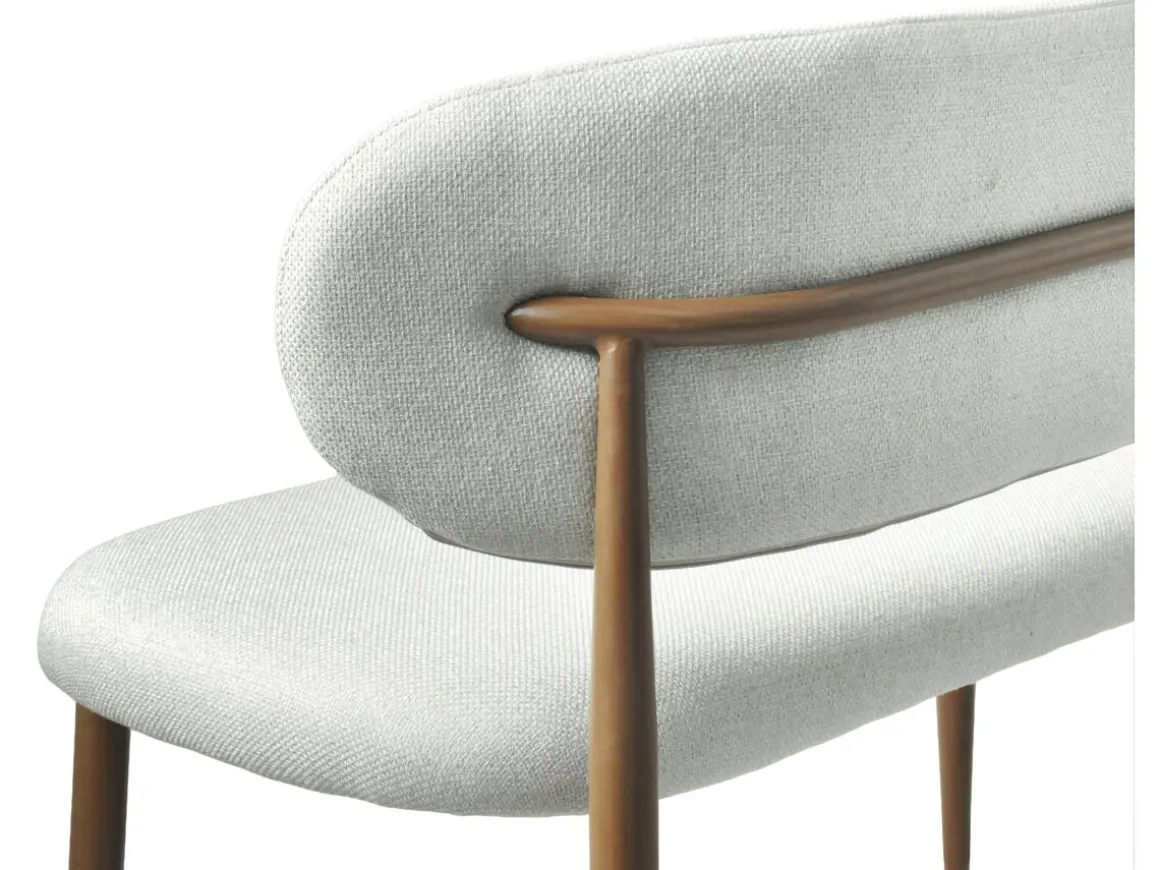 Banc de salle à manger en tissu - 110 cm - "Sélène" - 3 places - Gris clair et marron