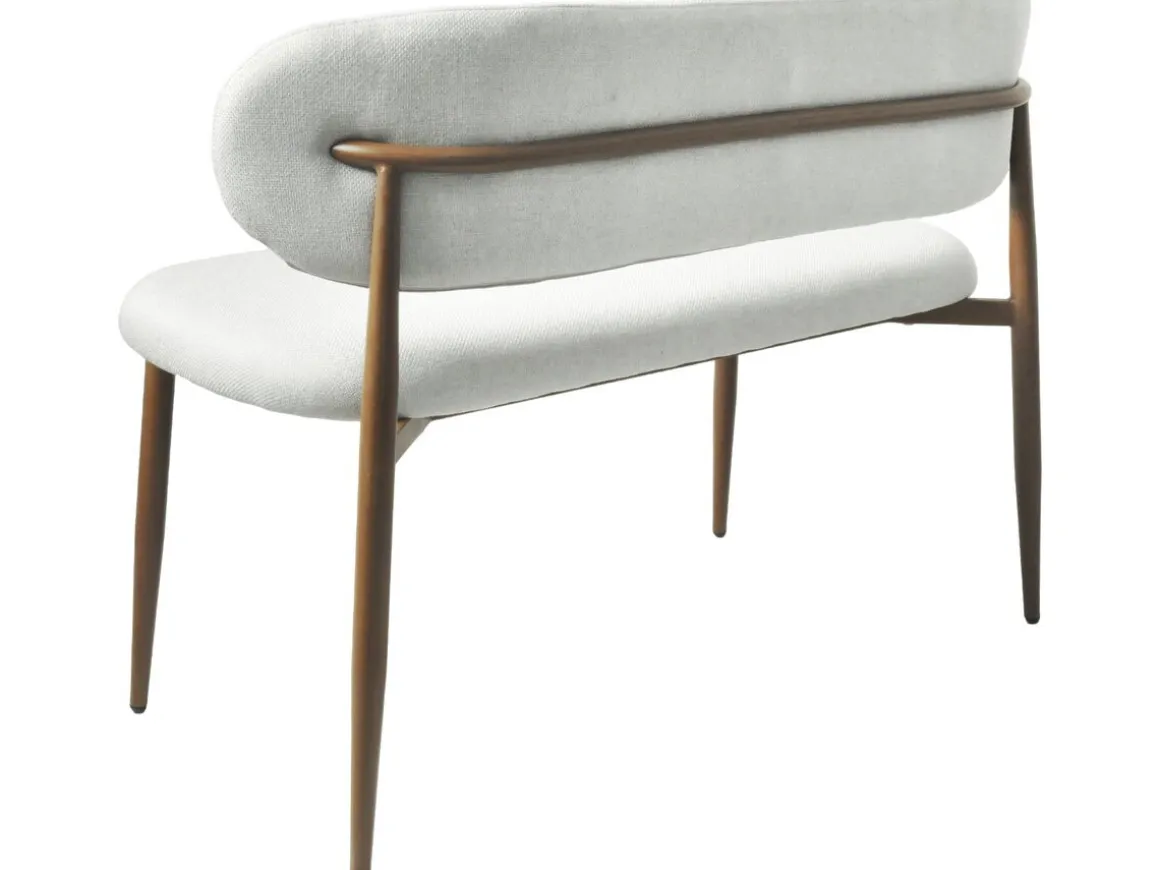 Banc de salle à manger en tissu - 110 cm - "Sélène" - 3 places - Gris clair et marron