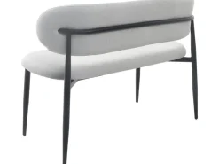 Banc de salle à manger en tissu - 110 cm - "Sélène" - 3 places - Gris clair et Noir