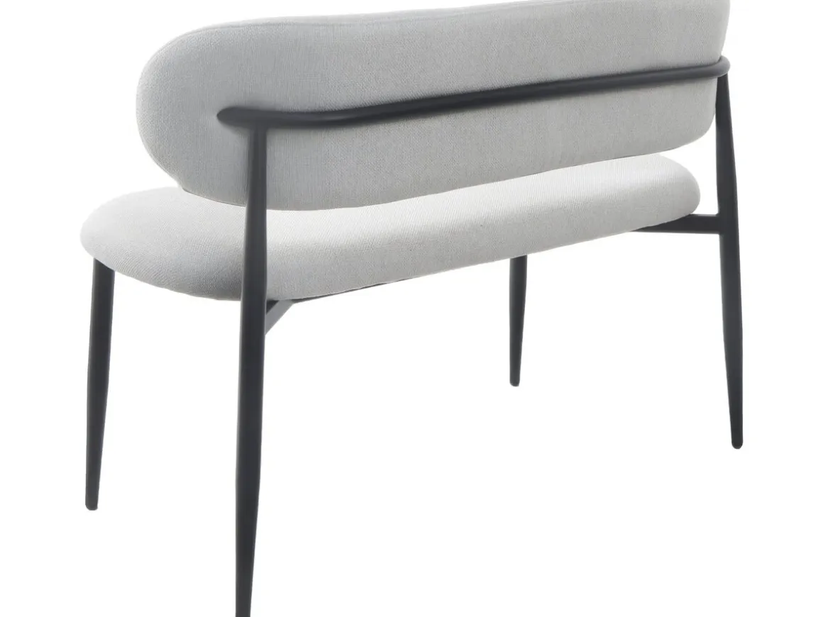 Banc de salle à manger en tissu - 110 cm - "Sélène" - 3 places - Gris clair et Noir