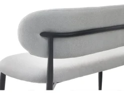 Banc de salle à manger en tissu - 110 cm - "Sélène" - 3 places - Gris clair et Noir