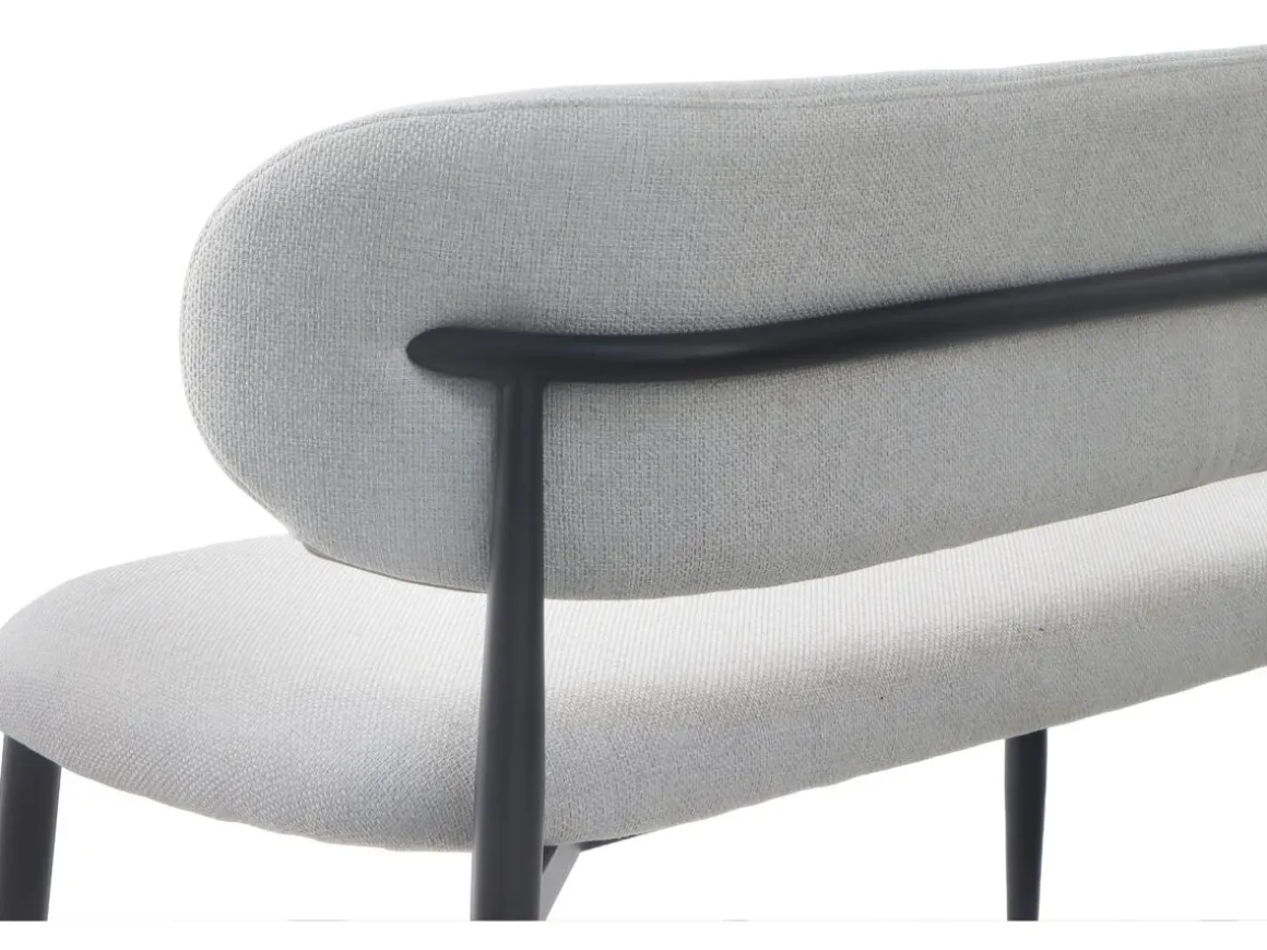 Banc de salle à manger en tissu - 110 cm - "Sélène" - 3 places - Gris clair et Noir