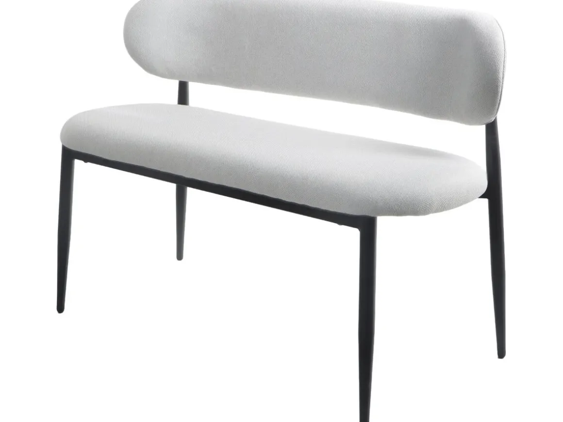 Banc de salle à manger en tissu - 110 cm - "Sélène" - 3 places - Gris clair et Noir